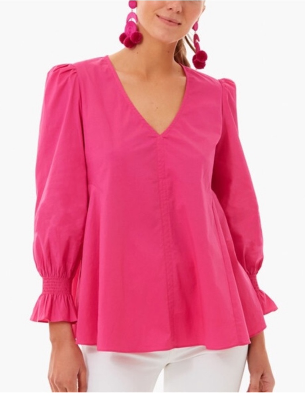 Tuckernuck Pomander Place Easton Blouse Pink Cotton Poplin Long Sleeve Blouse S